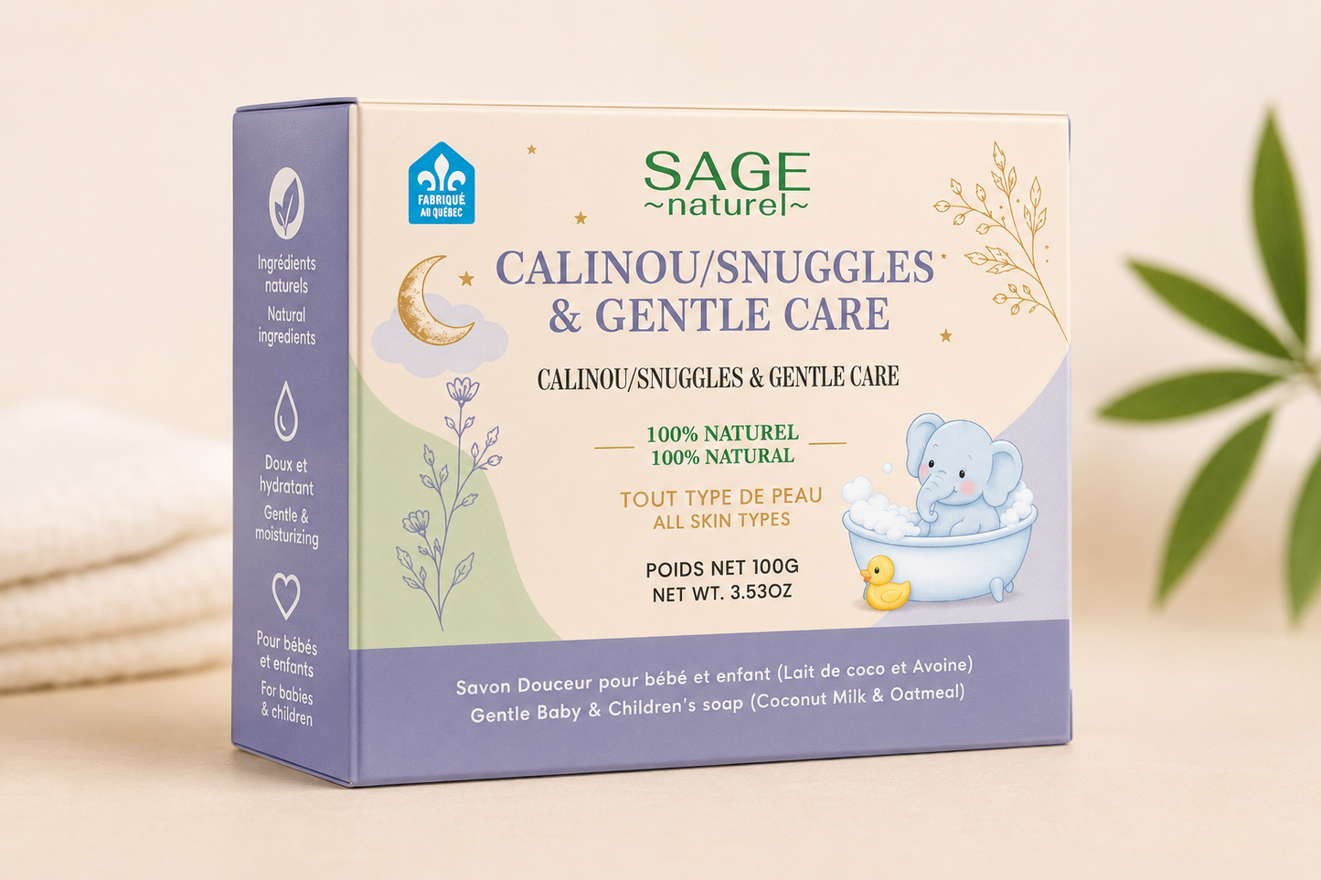 Savon douceur pour bébé et enfant (Lait de coco et avoine)