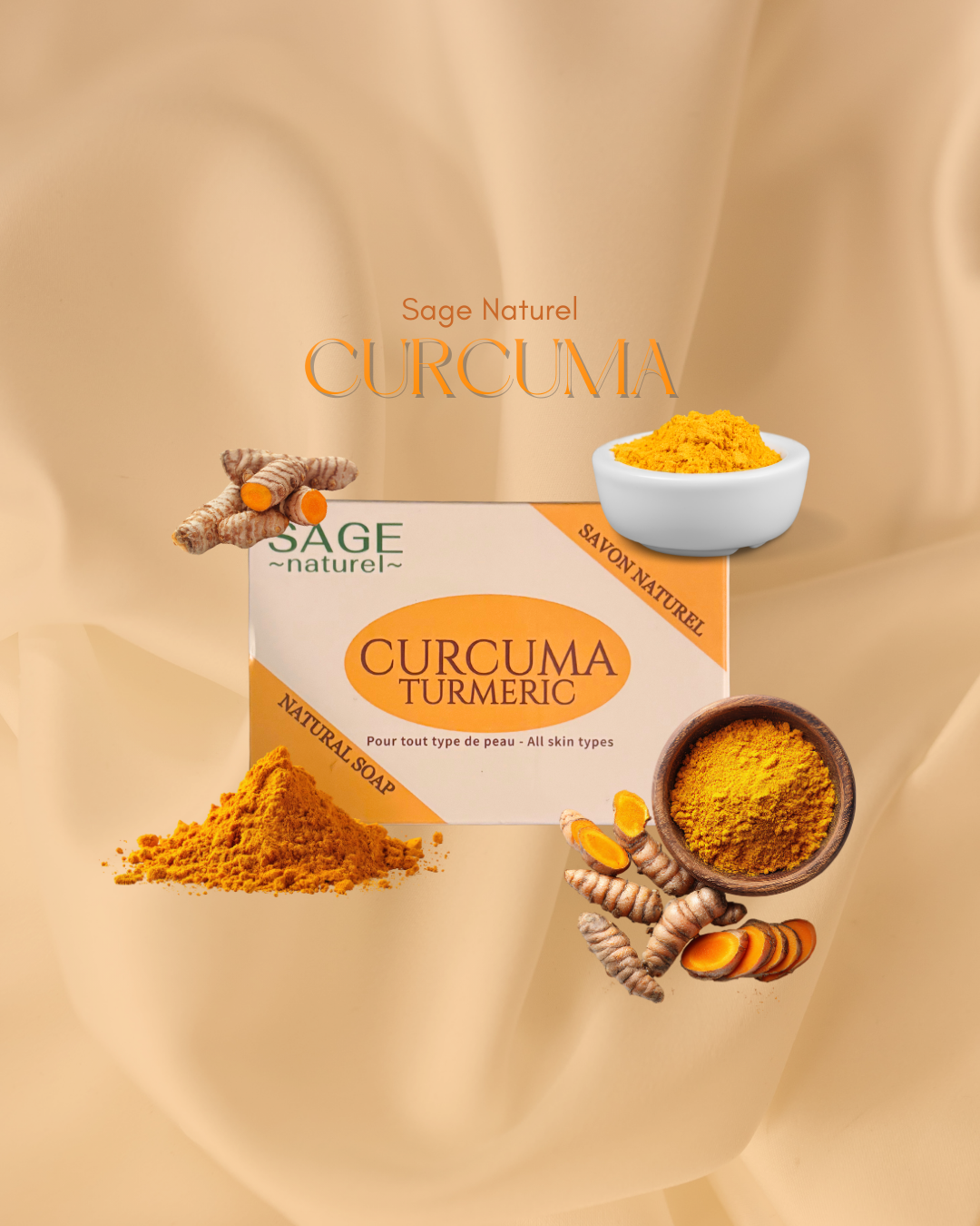 a)SAVON DOUCEUR- Curcuma(Tout type de peau)