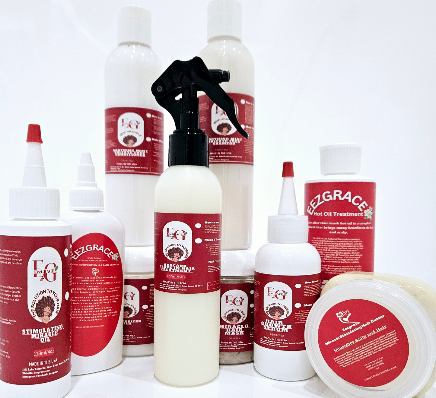 c)ENSEMBLE DE SOINS COMPLETS (10 produits de 4 oz à 16 oz)