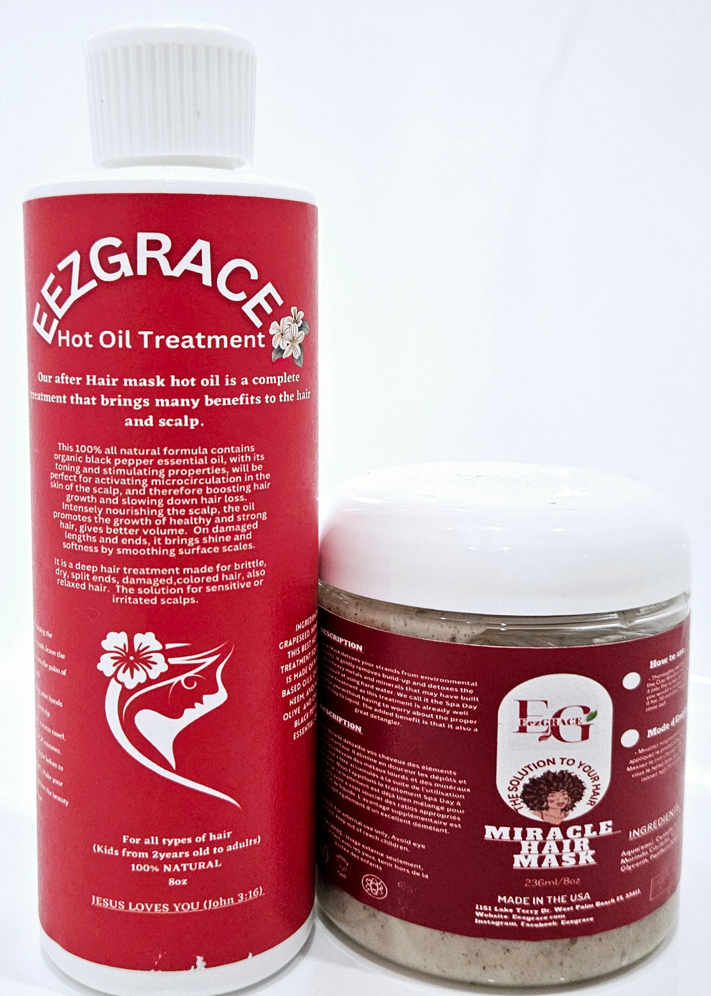 ENSEMBLE DE TRAITEMENTS AVANT LAVAGE( Masque capillaire 16 oz + Bain d’huile)
