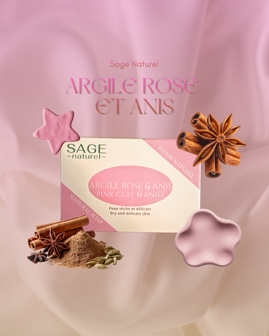a)SAVON DOUCEUR- Argile rose et anis(Peau sèche à tendance atopique)